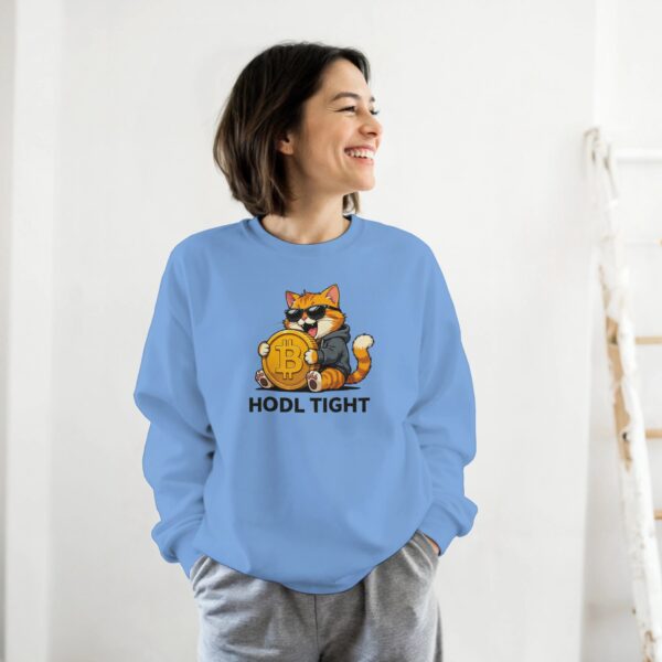 lustiges Krypto Sweatshirt HODL TIGHT Bitcoin Katze