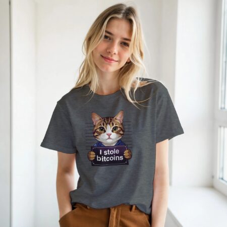 lustiges Bitcoin T-Shirt I Stole Bitcoins Mugshot