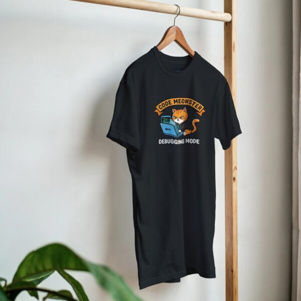 Lustiges Hacker T-Shirt für Entwickler Code Meowster Katze