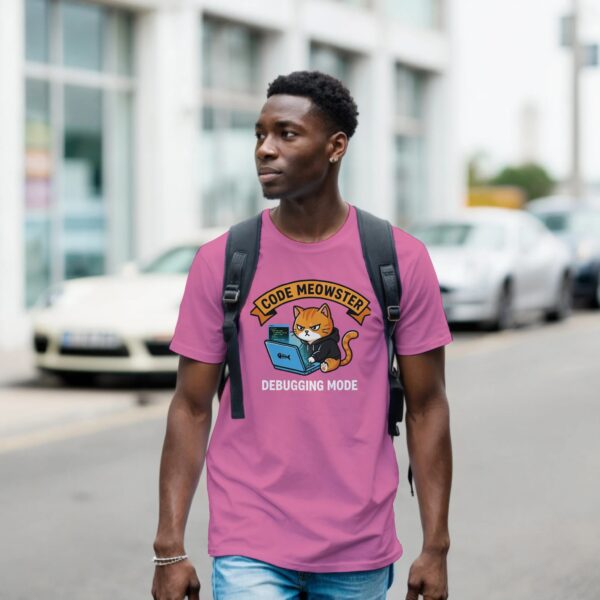 Lustiges Hacker T-Shirt für Entwickler Code Meowster Katze