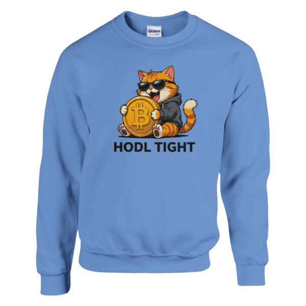 lustiges Krypto Sweatshirt HODL TIGHT Bitcoin Katze