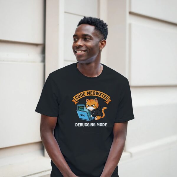 Lustiges Hacker T-Shirt für Entwickler Code Meowster Katze