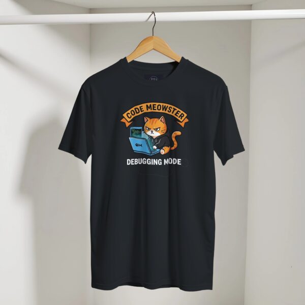 Lustiges Hacker T-Shirt für Entwickler Code Meowster Katze