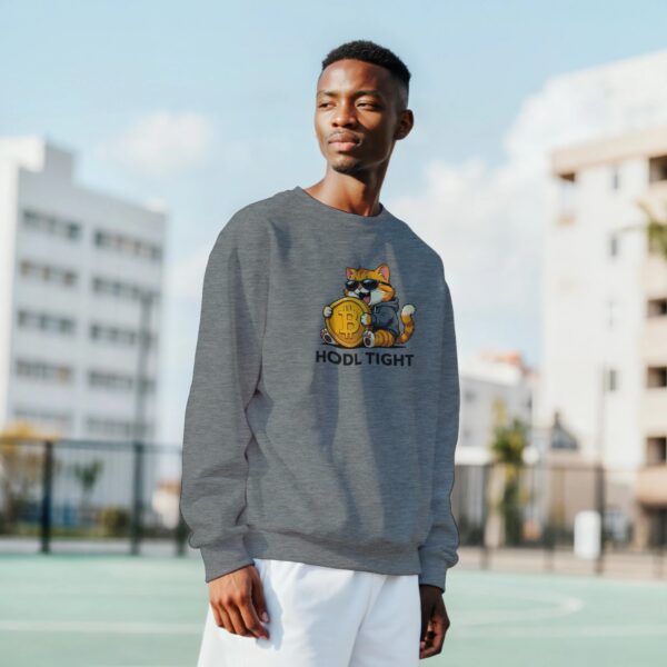 lustiges Krypto Sweatshirt HODL TIGHT Bitcoin Katze