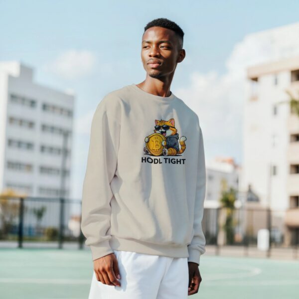lustiges Krypto Sweatshirt HODL TIGHT Bitcoin Katze