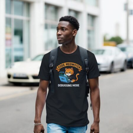 Lustiges Hacker T-Shirt für Entwickler Code Meowster Katze