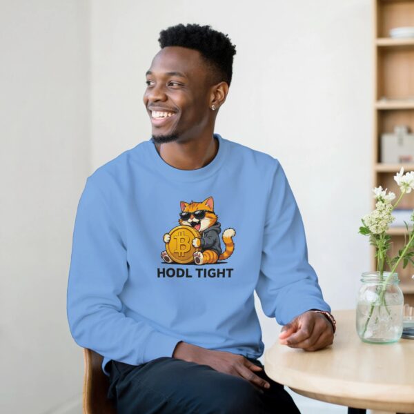 lustiges Krypto Sweatshirt HODL TIGHT Bitcoin Katze