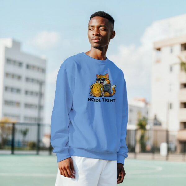 lustiges Krypto Sweatshirt HODL TIGHT Bitcoin Katze