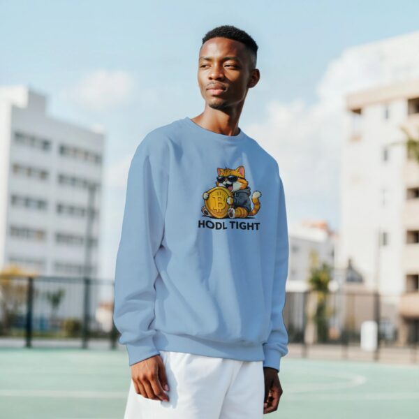 lustiges Krypto Sweatshirt HODL TIGHT Bitcoin Katze