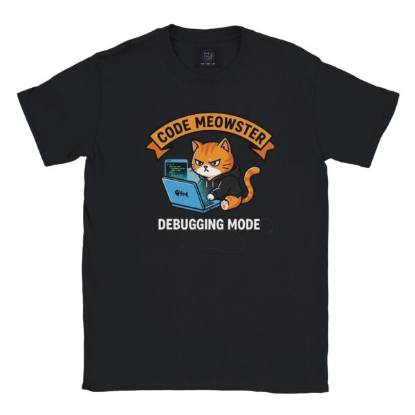 Lustiges Hacker T-Shirt für Entwickler Code Meowster Katze