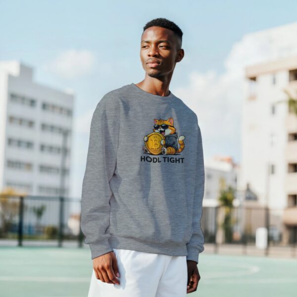 lustiges Krypto Sweatshirt HODL TIGHT Bitcoin Katze