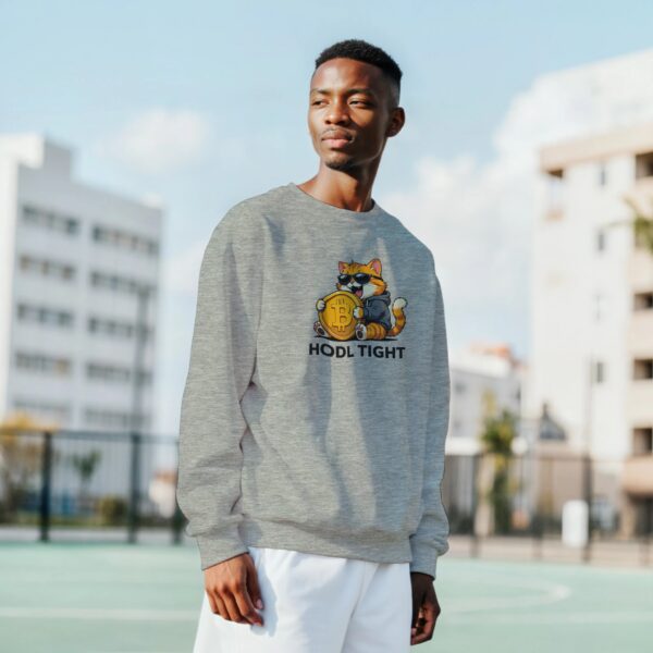 lustiges Krypto Sweatshirt HODL TIGHT Bitcoin Katze
